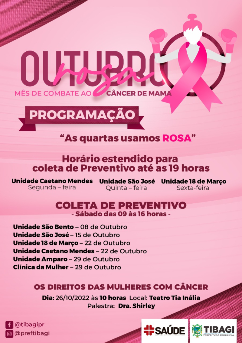 Saúde de Tibagi conta com ampla programação referente ao Outubro Rosa