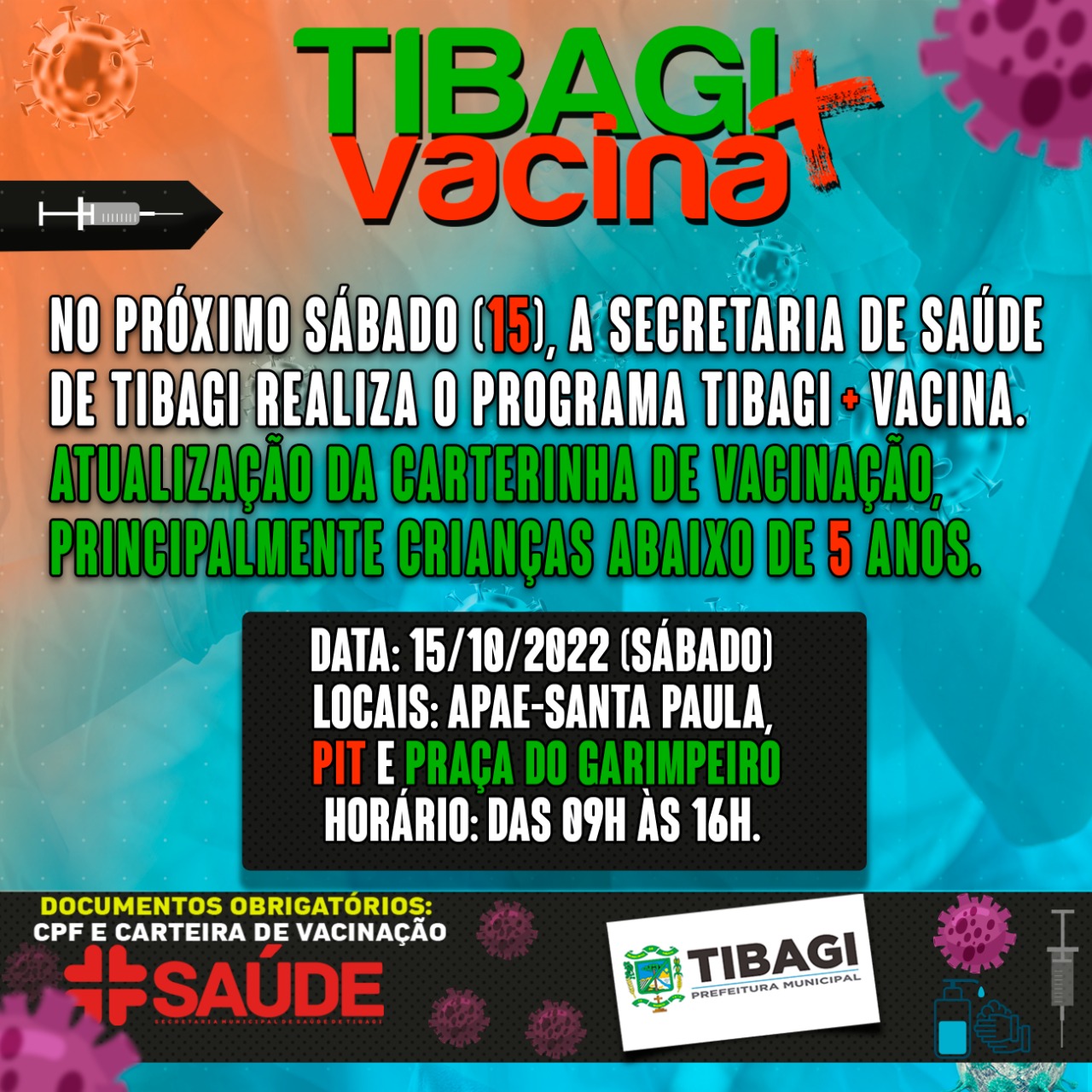 Saúde de Tibagi realiza campanha de vacinação neste sábado