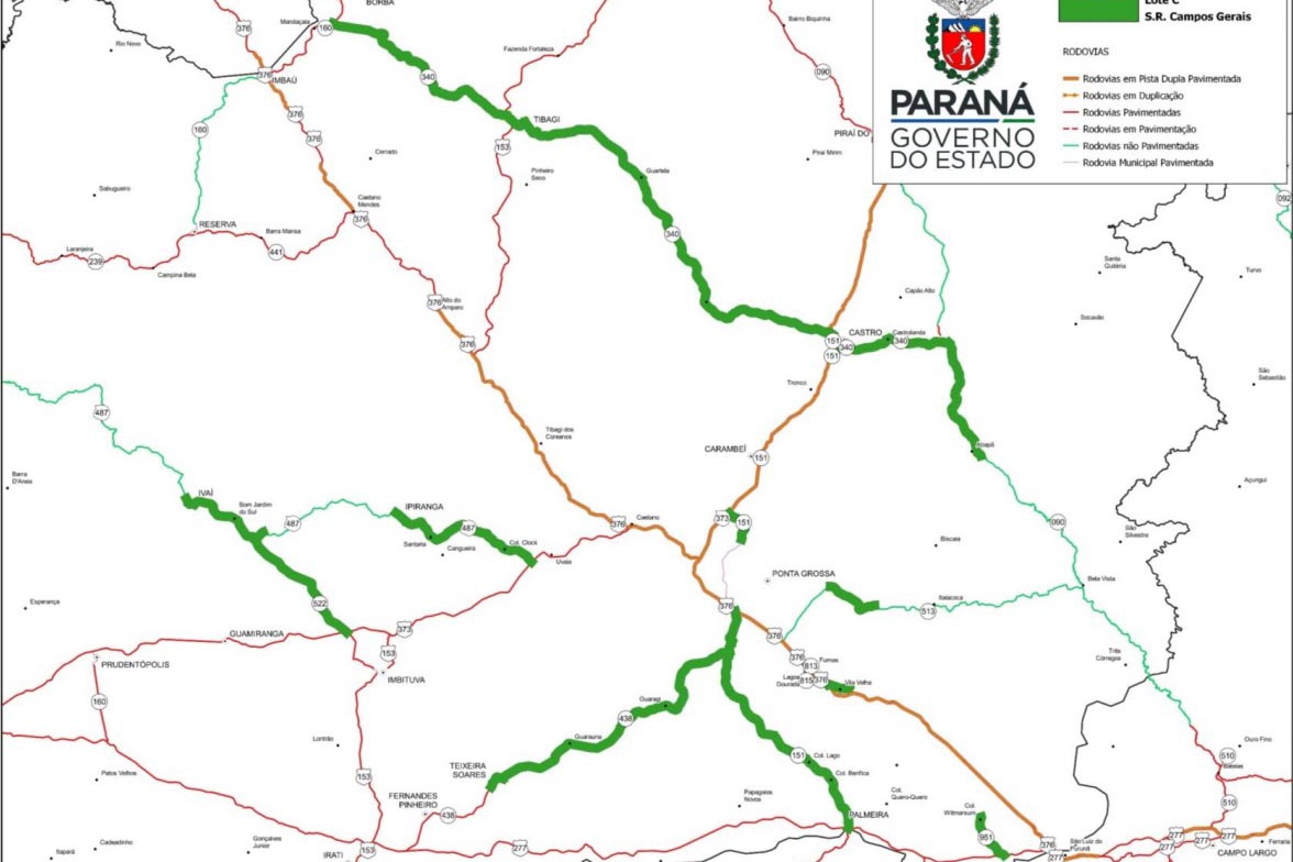 Consórcio CG Campos Gerais vence licitação para manutenção da PR-340 em Tibagi