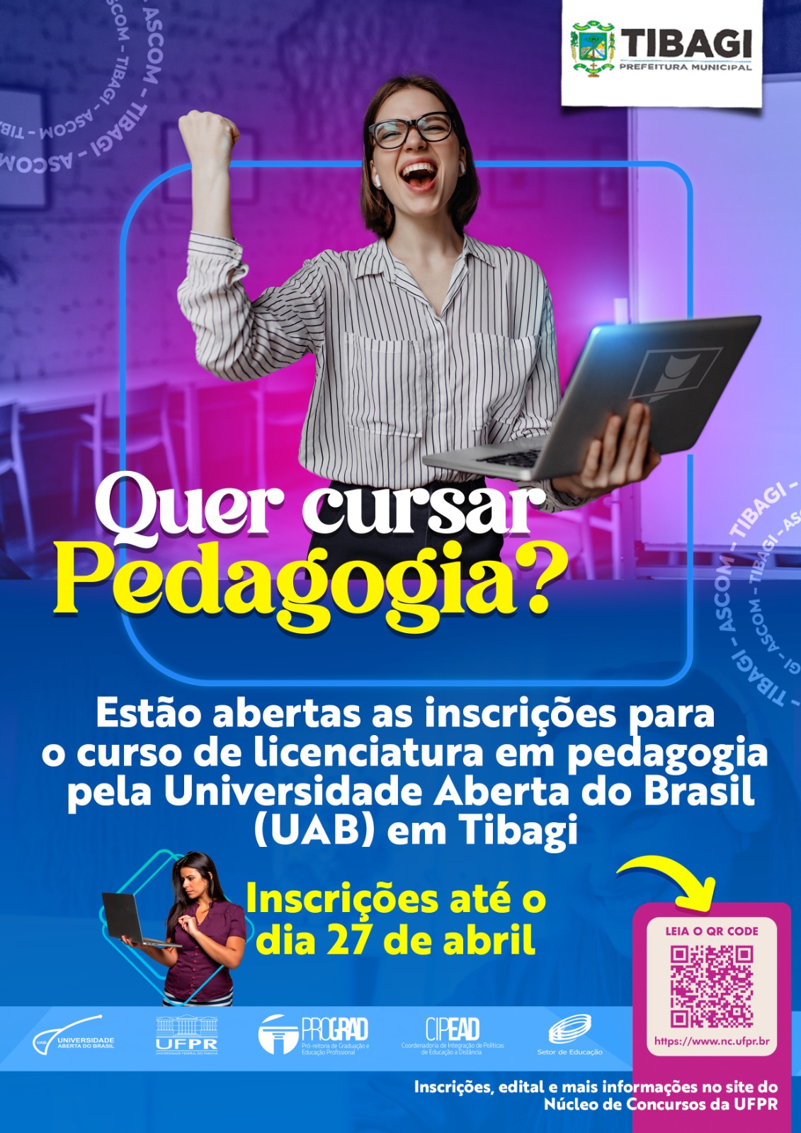 AMANHÃ! Inscrições para curso de pedagogia em Tibagi se encerram nesta quinta-feira