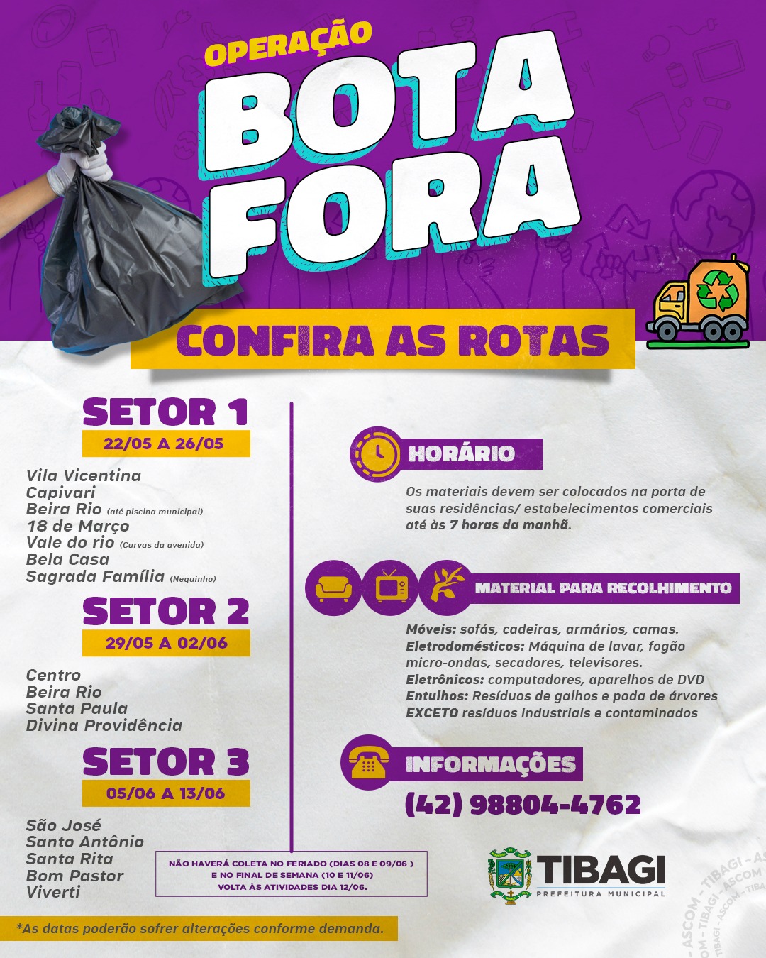 Meio Ambiente de Tibagi organiza “bota-fora” para população se livrar de materiais não utilizados