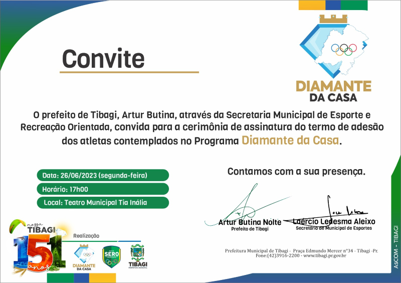 Esporte de Tibagi realiza cerimônia para a assinatura do termo de adesão do Diamante da Casa