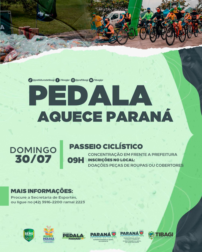 Tibagi realiza Programa Pedala Aquece Paraná no próximo domingo