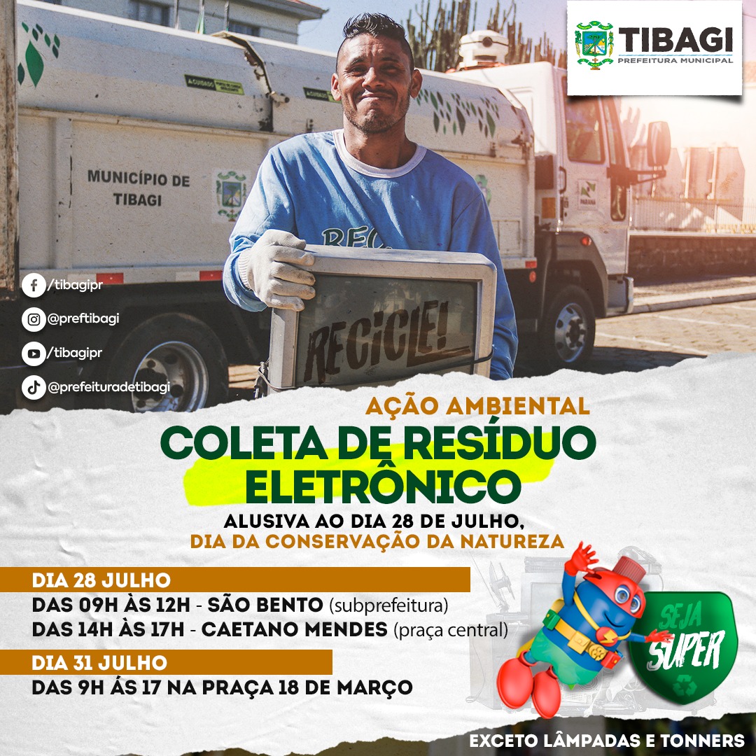 Meio Ambiente de Tibagi realiza ação ambiental de coleta de resíduos eletrônicos