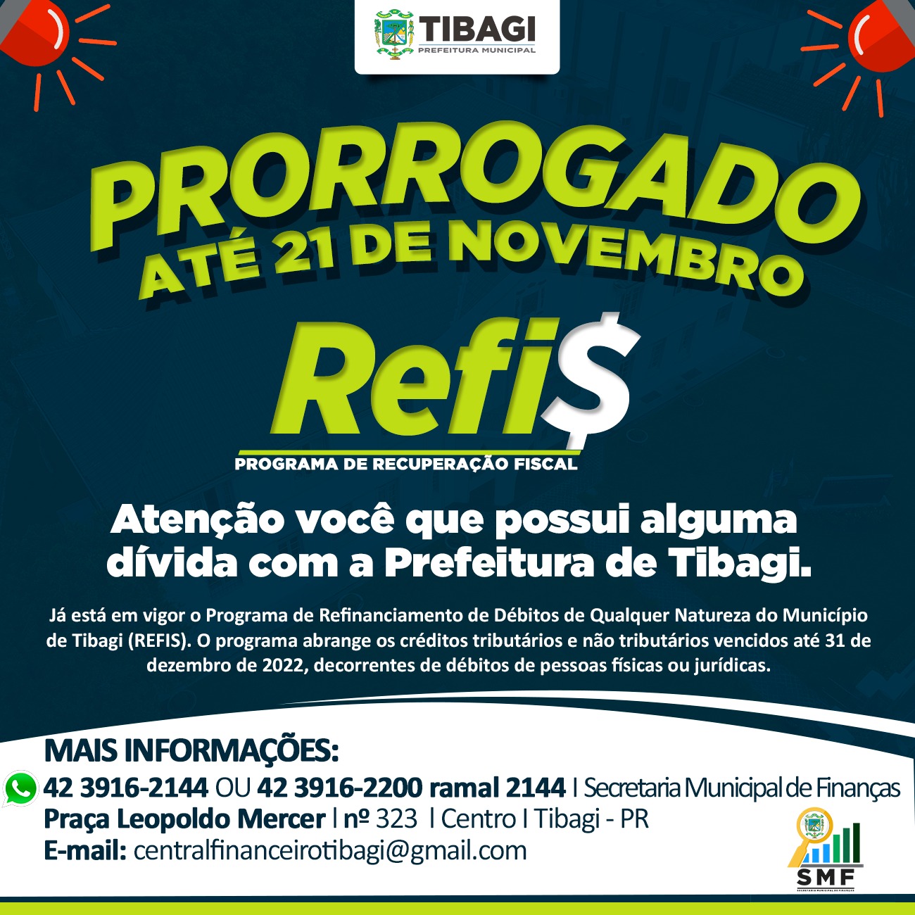 Tibagi prorroga prazo de adesão ao REFIS 2023