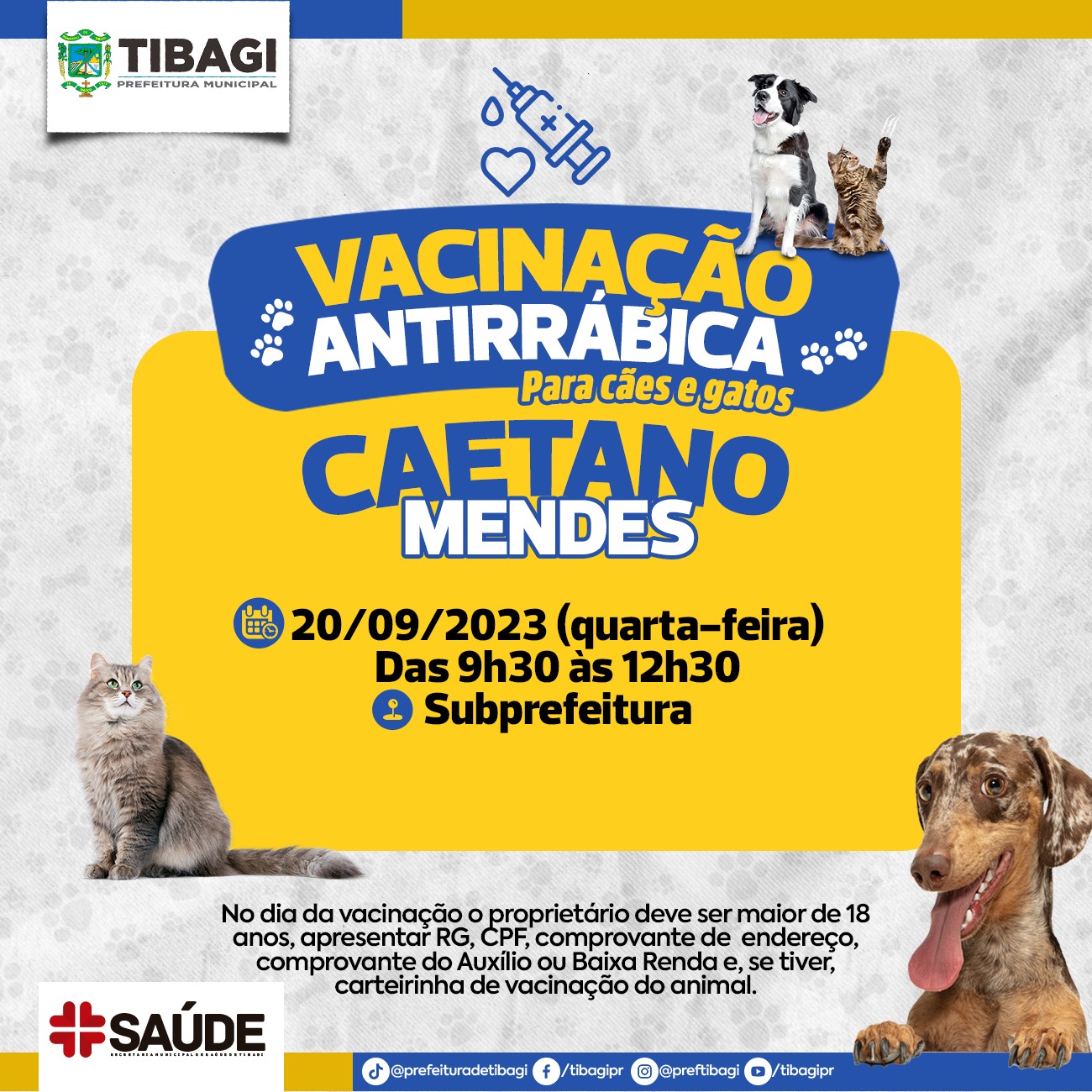 Saúde de Tibagi realiza vacinação antirrábica nos distritos 