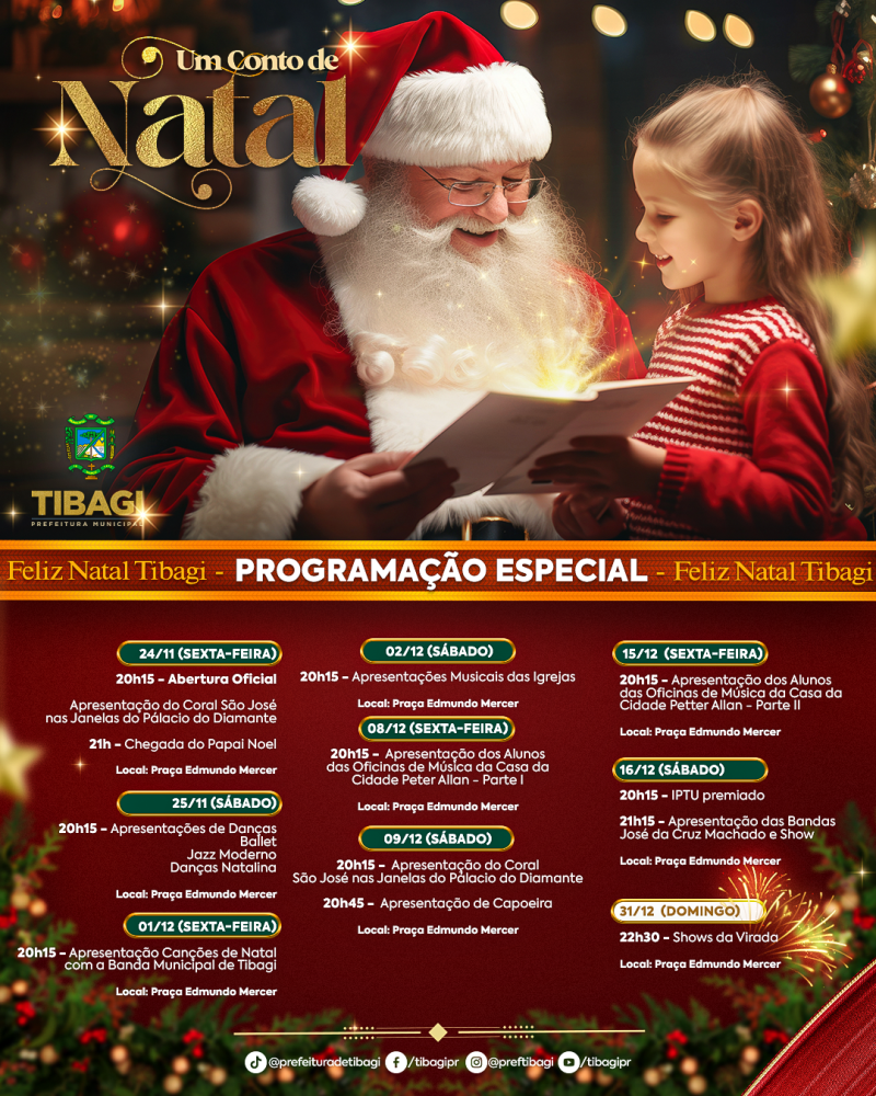 Programação do natal 2023 começa nesse sábado em Tibagi