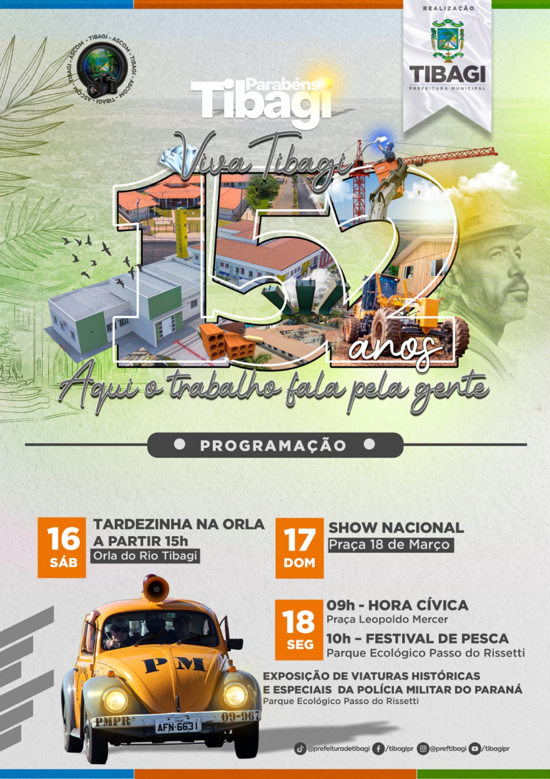 Prefeitura de Tibagi organiza festa de aniversário pelos seus 152 anos